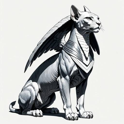 Anime-style Silver Sphinx Illustration