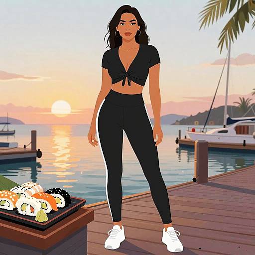 Sporty Chic Pear-Shaped Woman at Sunset