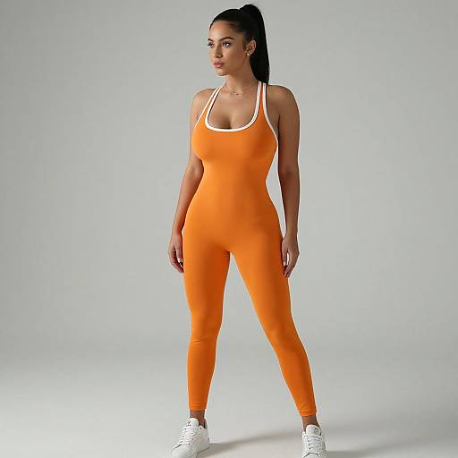 Bright Orange Activewear Jumpsuit