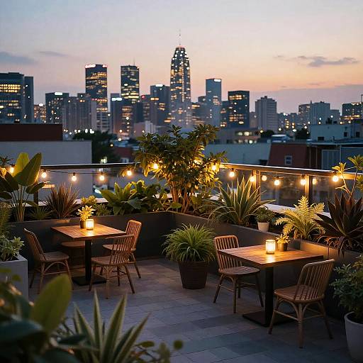 Tranquil Urban Rooftop Garden Twilight