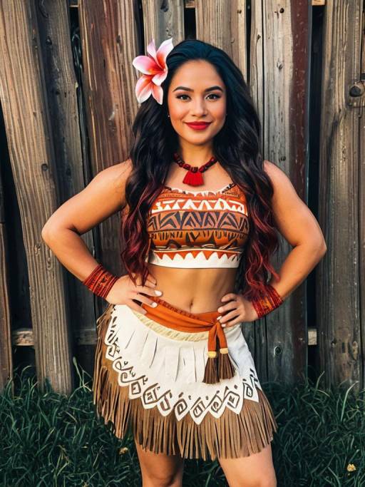 Woman in Moana Costume with Flower