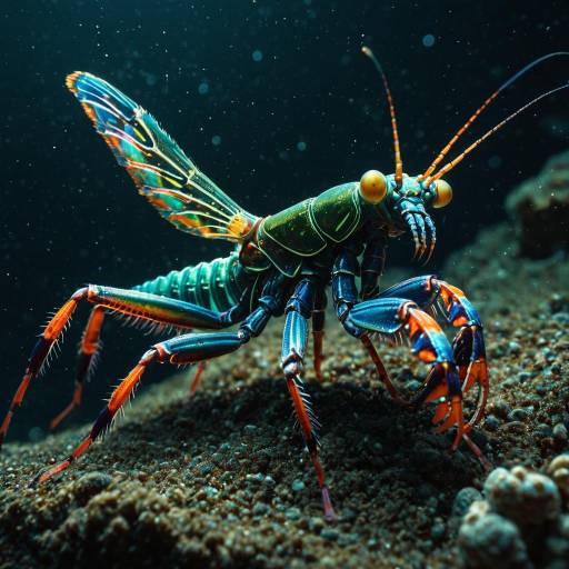Vibrant Holographic Mantis Shrimp Art