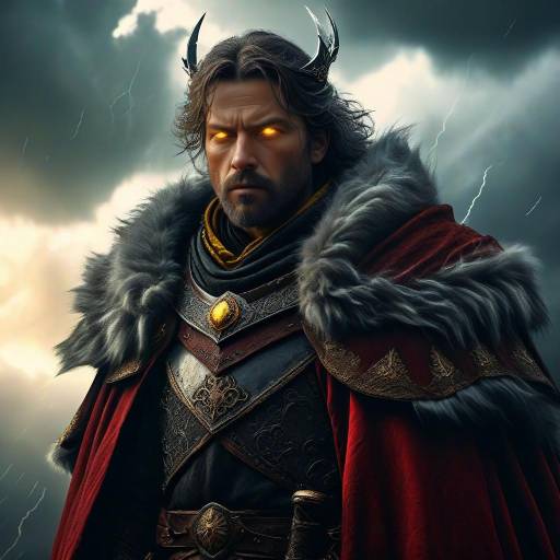 Fierce Medieval Warrior King in Thunder