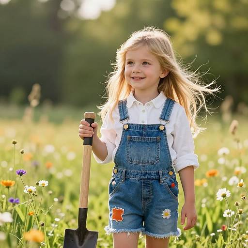 Cheerful Girl in Sunny Meadow