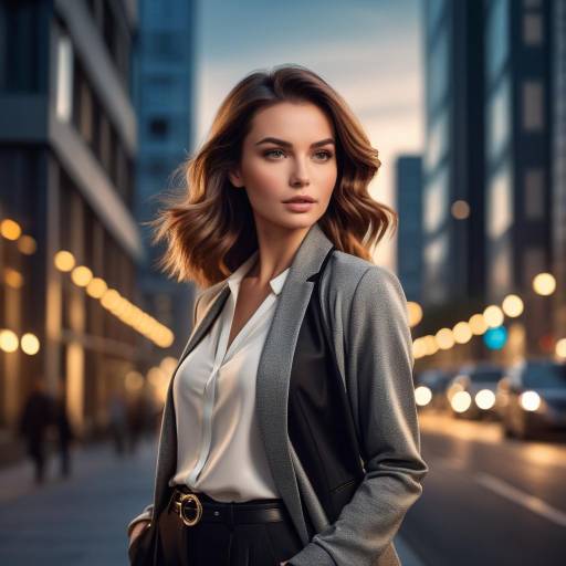 Confident Young Woman in Stylish Cityscape