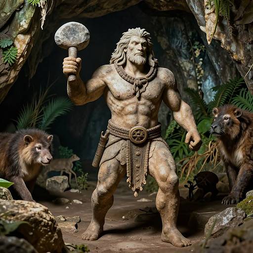 Rugged Prehistoric Caveman Scene