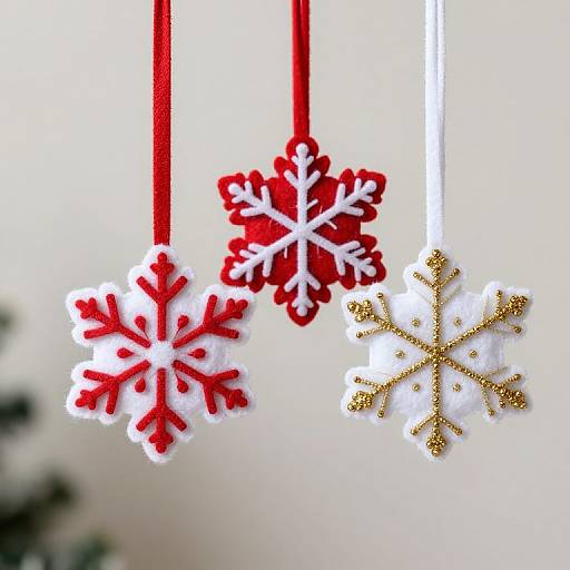 Intricate Felt Christmas Ornaments Trio