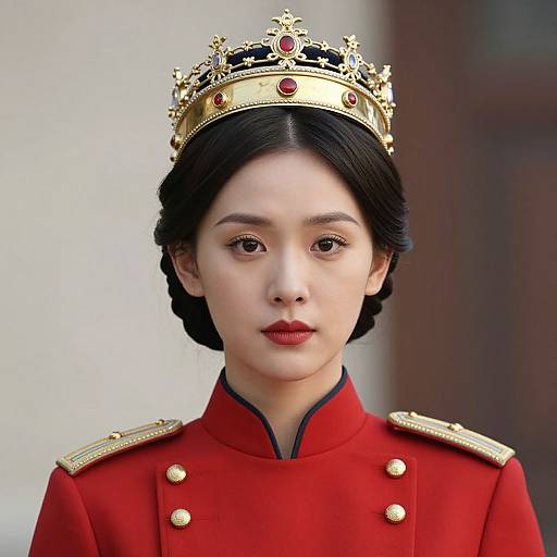 Female Imperial Officer in Red Dress