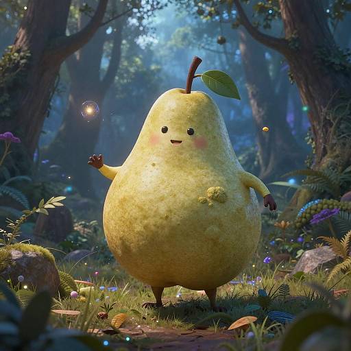 Epic Anthropomorphic Pear Mage Illustration