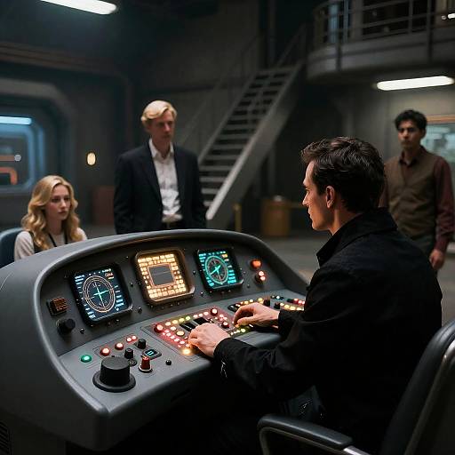 Dimly Lit Sci-Fi Cockpit Scene