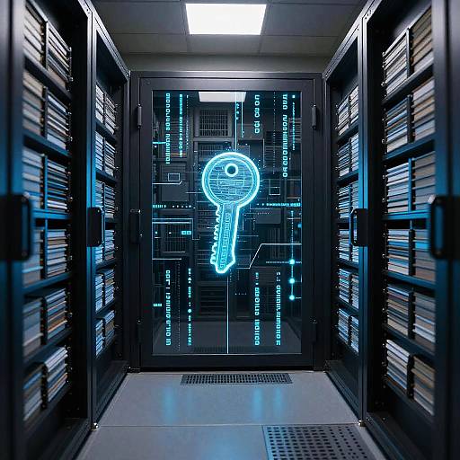 Digital Vault Room with Glowing Data