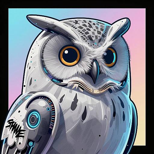 Futuristic Cybernetic Owl Close-Up Art