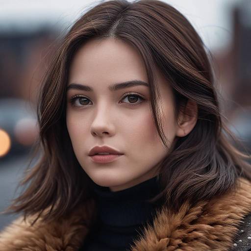 Portrait of Young Woman in Fur Coat
