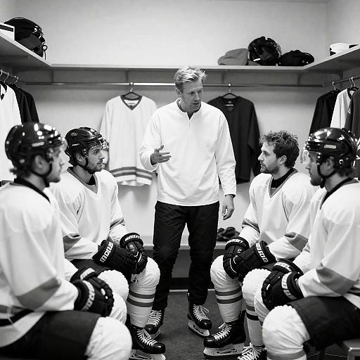 Hockey Team in Locker Room Moment