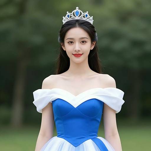 Regal Woman in Blue Dress