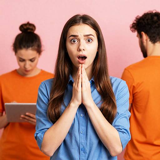 Surprised Woman with Blurred Background