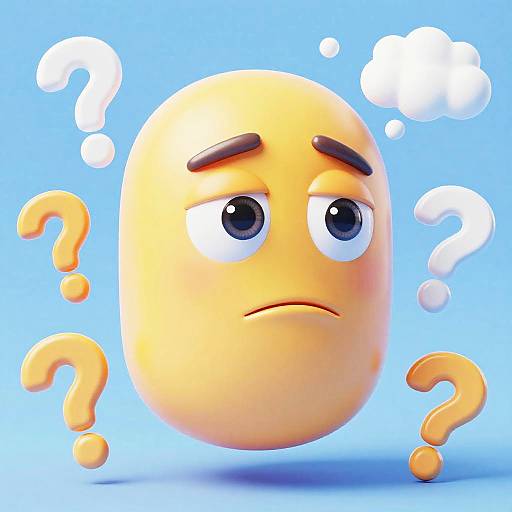 3D Glossy Question Emoji Expression
