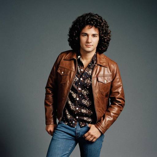 1970s Style Man in Brown Leather Jacket