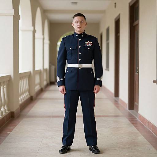Man in Navy Military Uniform