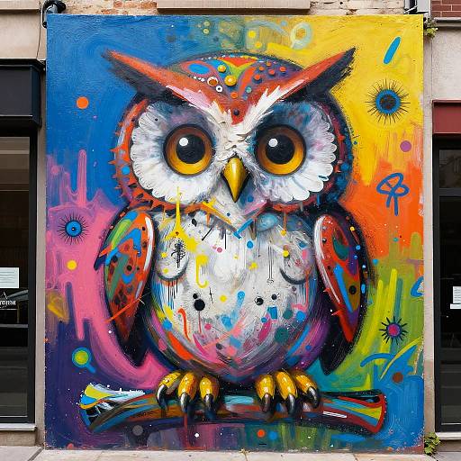 Psychedelic Expressionist Baby Owl Art