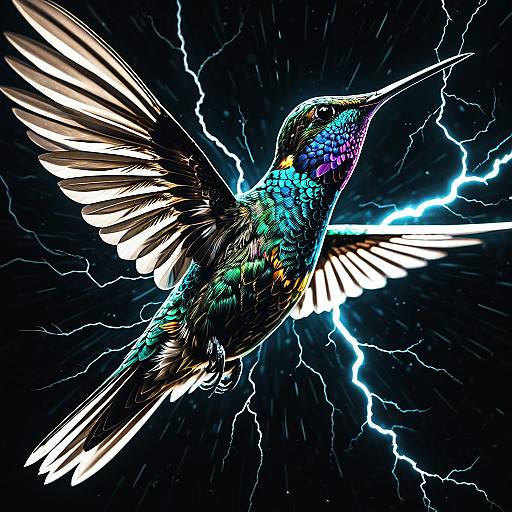 Fractal Hummingbird with Lightning Eye