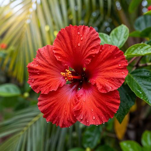 Vibrant Hibiscus Bloom in Tropics