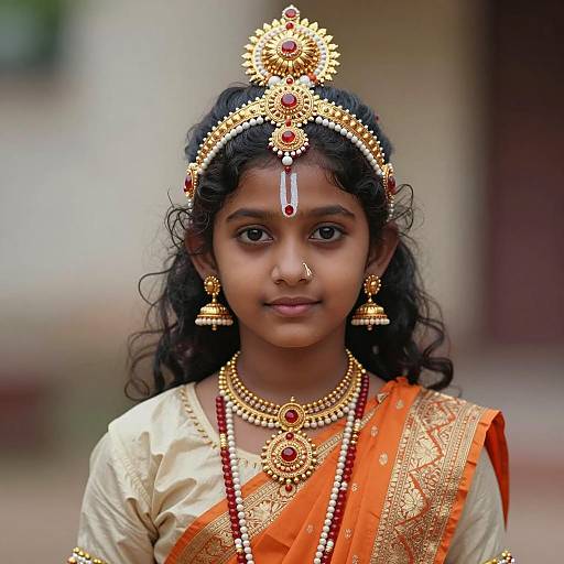 Young Indian Girl in Traditional Krishna Dress