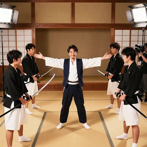 Dynamic Group Scene in Traditional Japanese Room