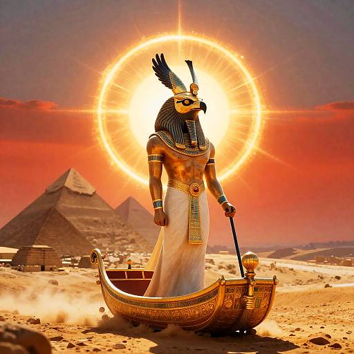 Solar Barque of Ra Over Nile