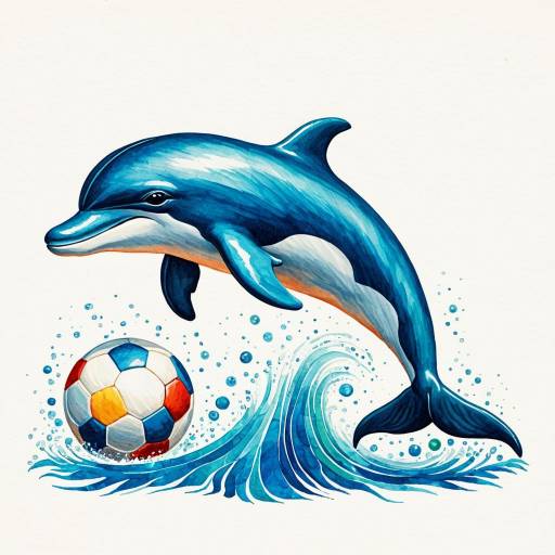 Cute Dolphin Playing Soccer Illustration