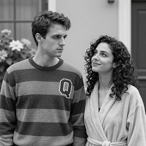 Romantic Black and White Outdoor Portrait