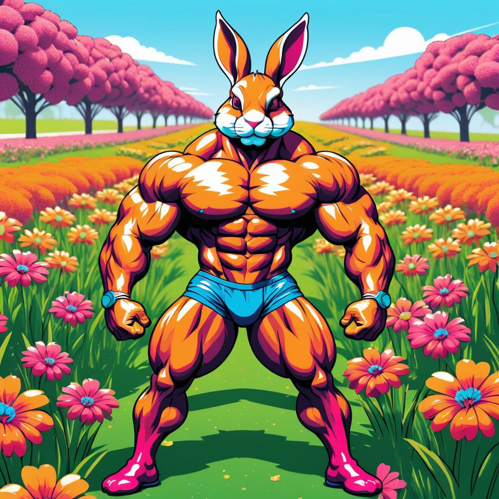 Buff Rabbit Champion in Flower Field