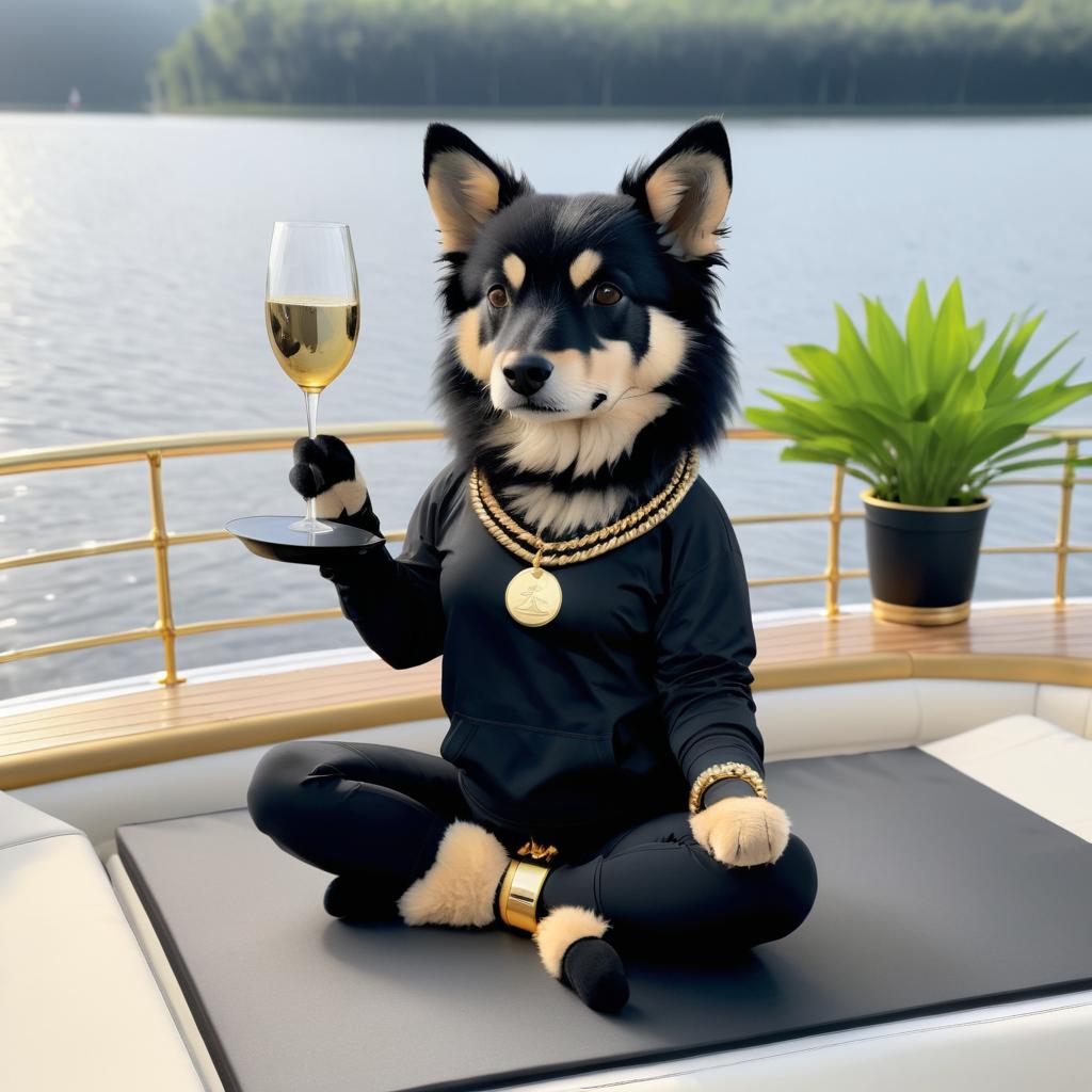 Yoga Dog on a Boat Serenity