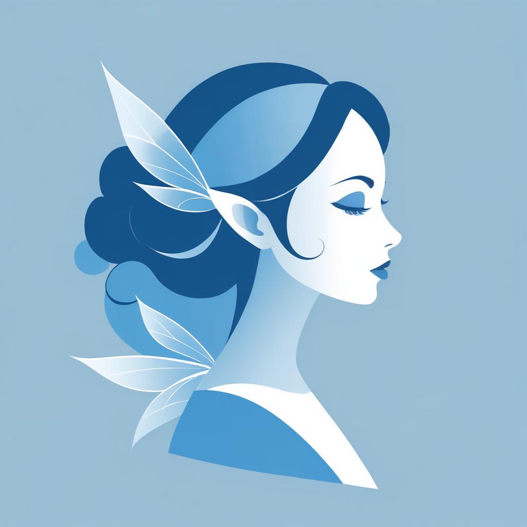 Minimalist Dusty Blue Fairy Illustration