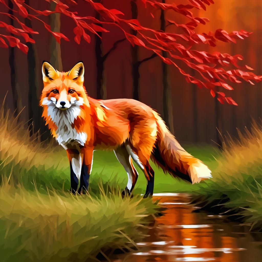 Minimalistic Fox in Warm Renaissance Colors