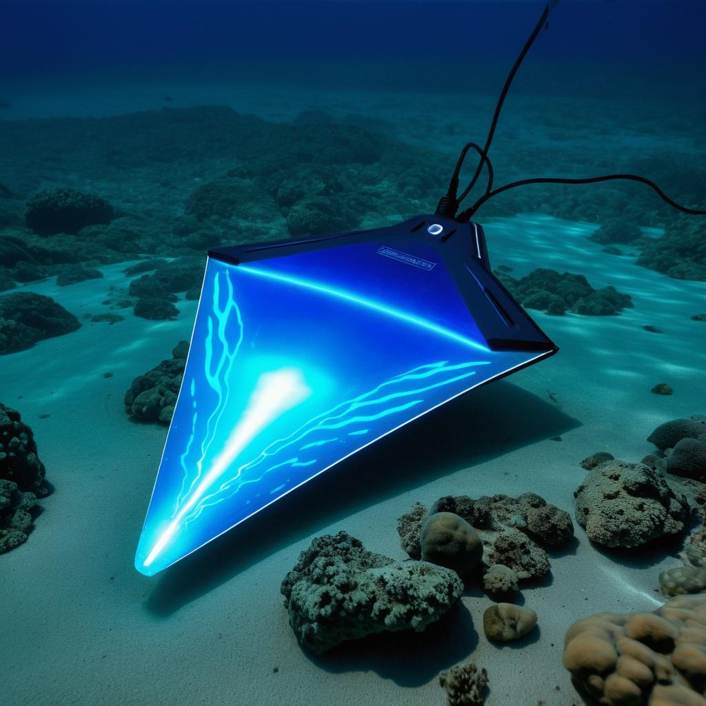 Glowing Blue Electric Ray Underwater