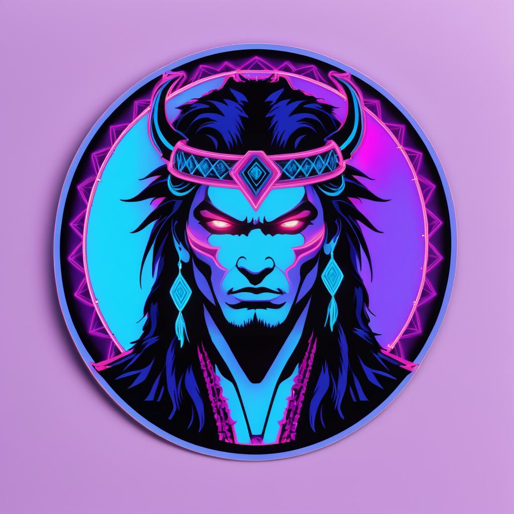 Vaporwave Shaman Die Cut Sticker Design