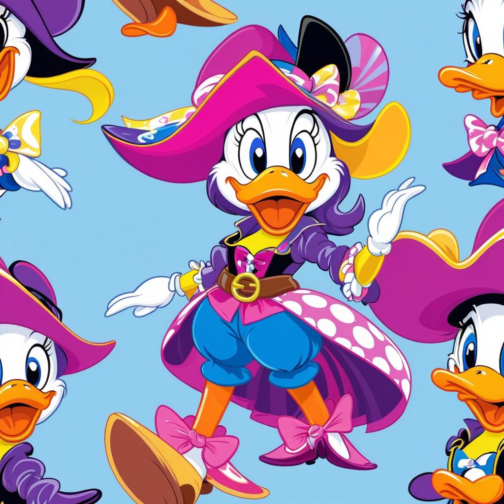 Pirate Daisy Duck in Vibrant Style