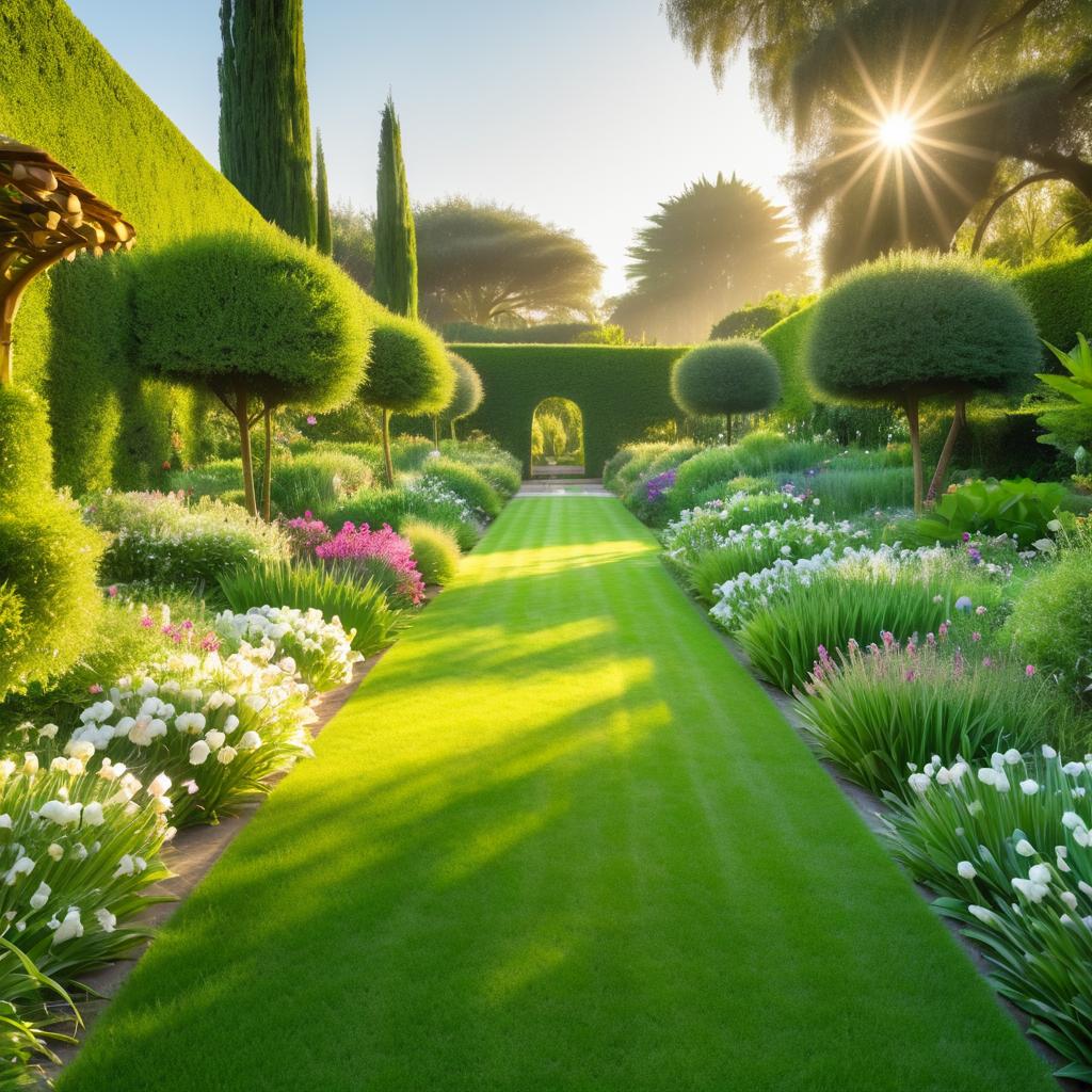 Serene Lush Garden in Morning Light