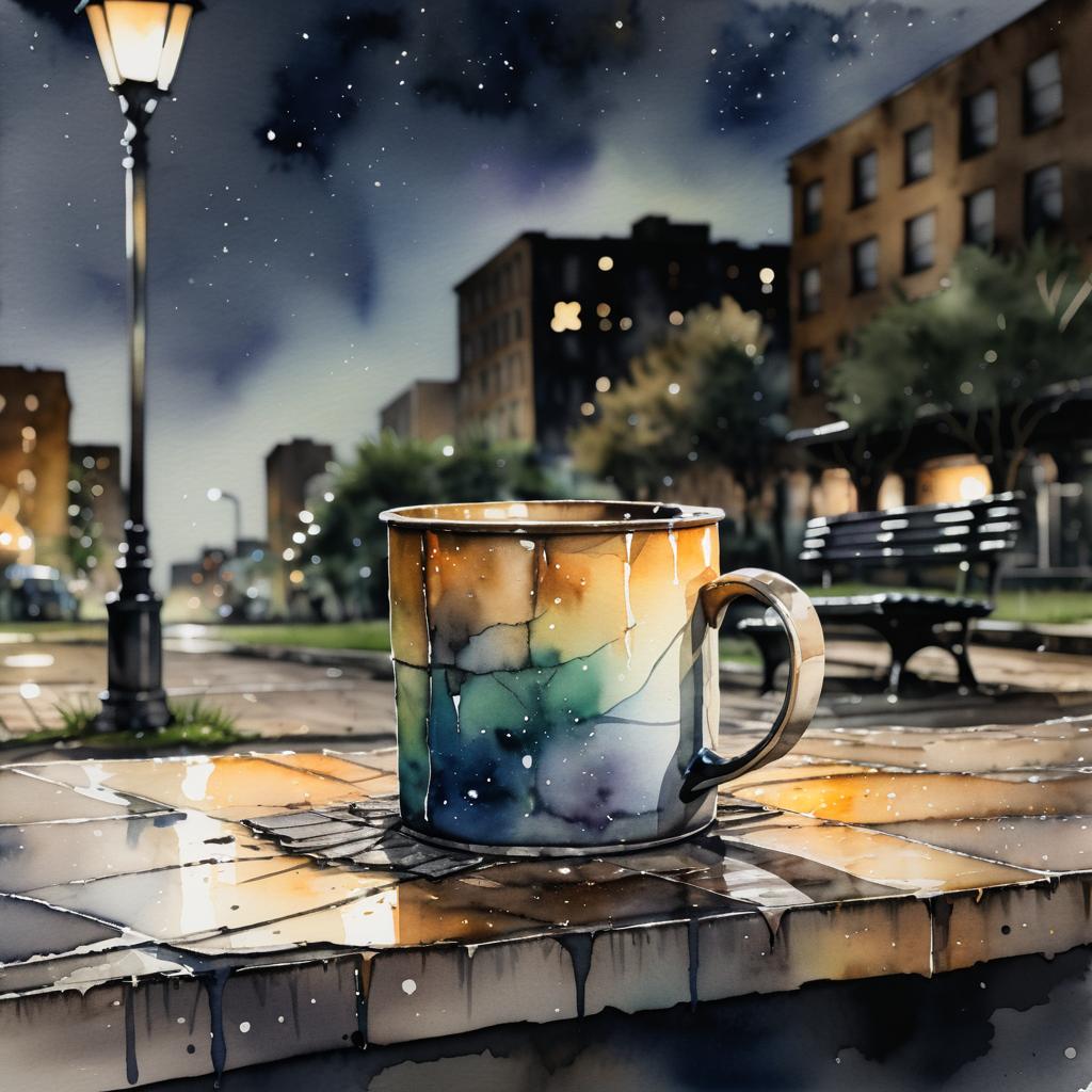 Urban Nightlife: Cracked Mug Illustration