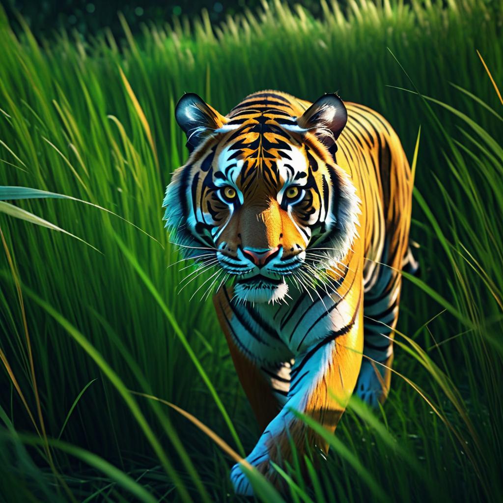 Stealthy Tiger in Jungle Ambush