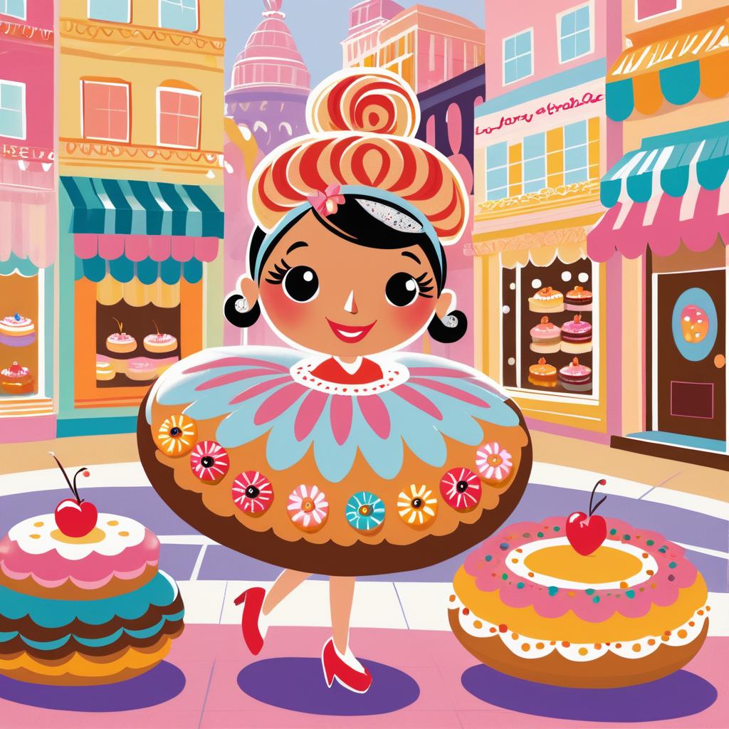 Cheerful Donut Dancer in a Bakery