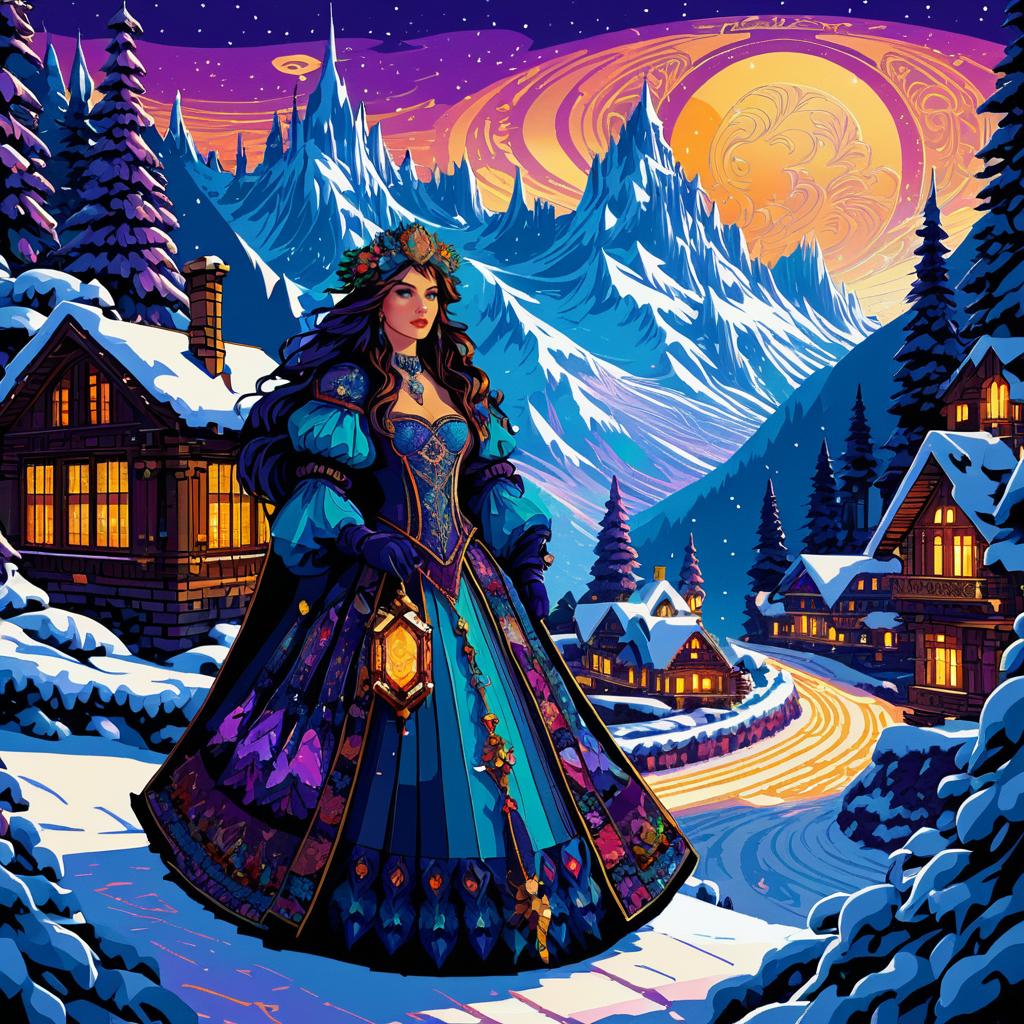 Surreal Mountain Village Tarot Card Art