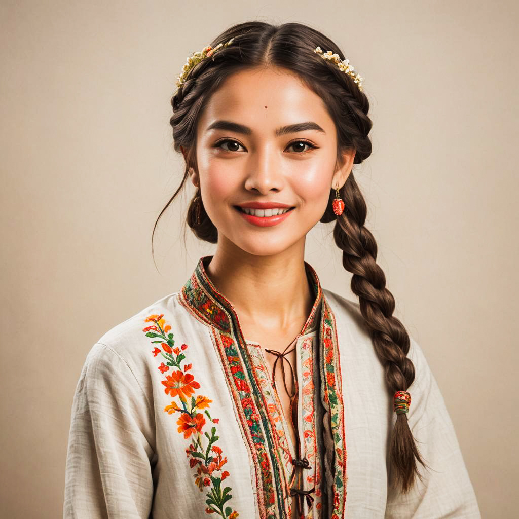 Cheerful Folklore Photo-Shoot with Young Girl