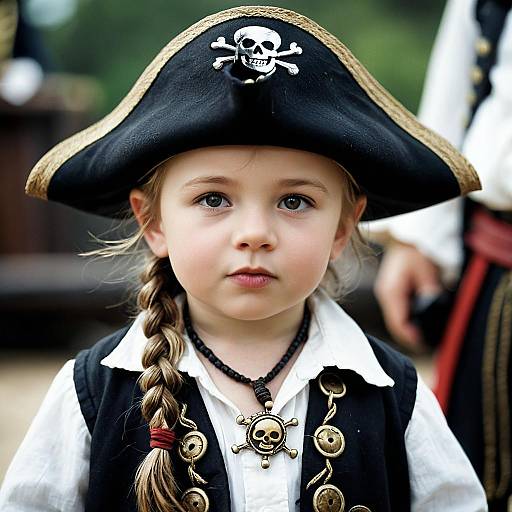 Toddler Boy in Pirate Costume with Tricorn Hat