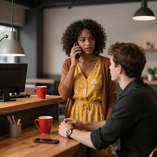 Café Conversation Between Woman and Man
