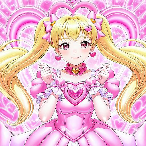 Illustration of Cure peach, precure in the style of Surio