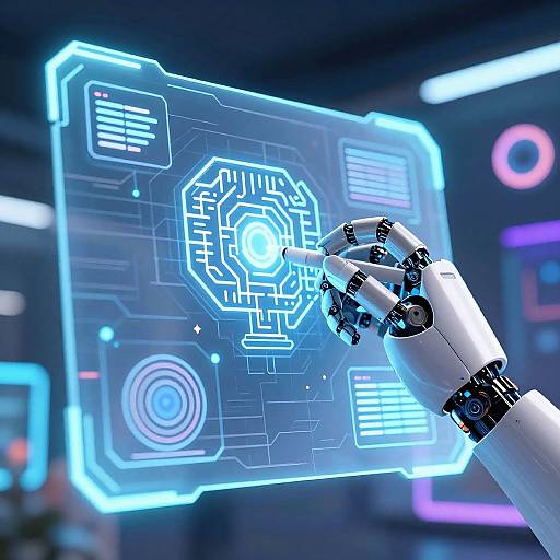 Futuristic AI Robot Hand Sketching