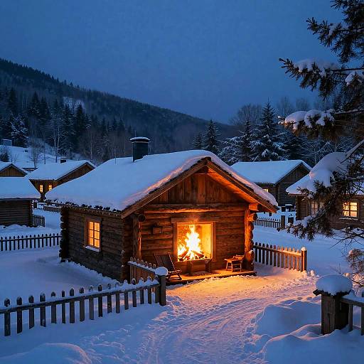 Cozy Snowbound Lodge at Twilight