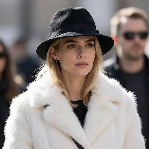 Stylish Woman in Fur Coat and Hat